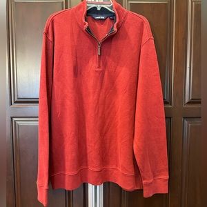 NWT. Lands’ End (XL) red quarter zip sweater.